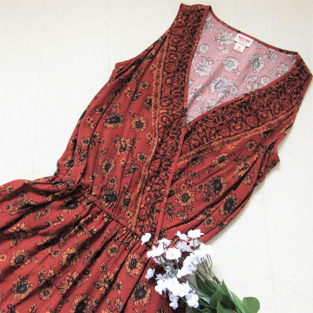NWOT • Soft Bohemian Sunflower V-Neck Romper •